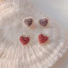 Женские серьги-гвоздики с жемчугом, в виде сердца