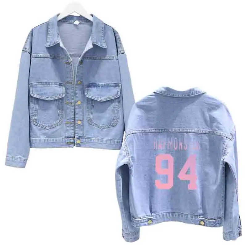 Love yourself синяя джинсовая куртка женская jungkook97 Куртка harajuku kpop bangtan Эстетическая Jimin jin RM Jungkook Jhope Suga V