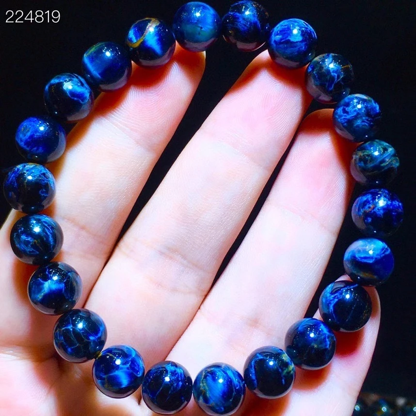 9 1 мм натуральный синий браслет питерсит из Замбии драгоценные камни круглые
