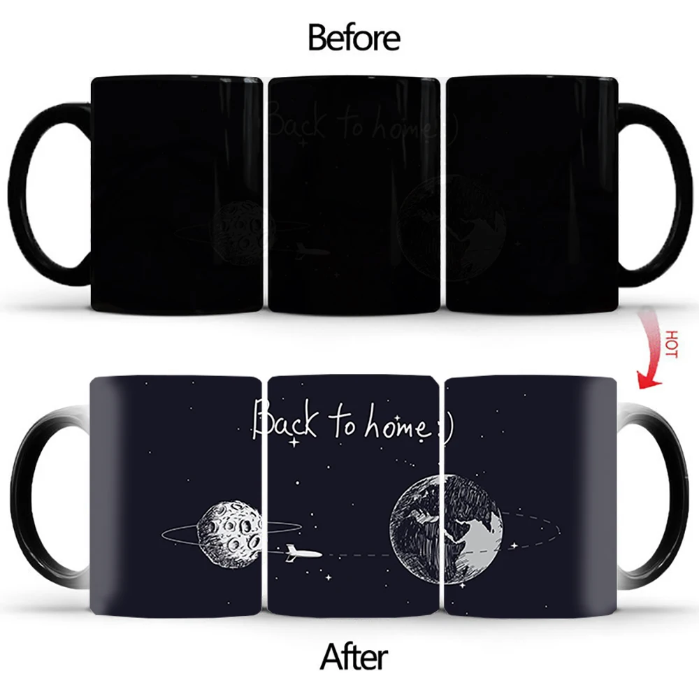 

Creative Space plane Magic Mug BSKT-224, Heat-sensitive Reactive Ceramic Cup Changing Coffee Mugs coffee cup office Drinkware