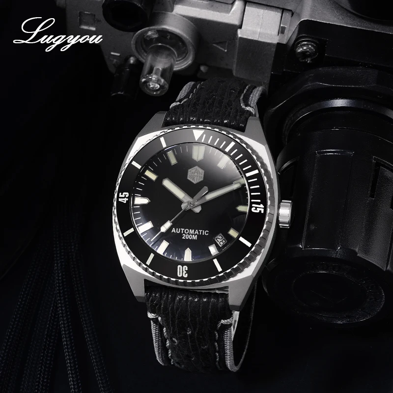 Lugyou San Martin Diver Мужские часы титановый класс 5 купольный Сапфир Автоматический