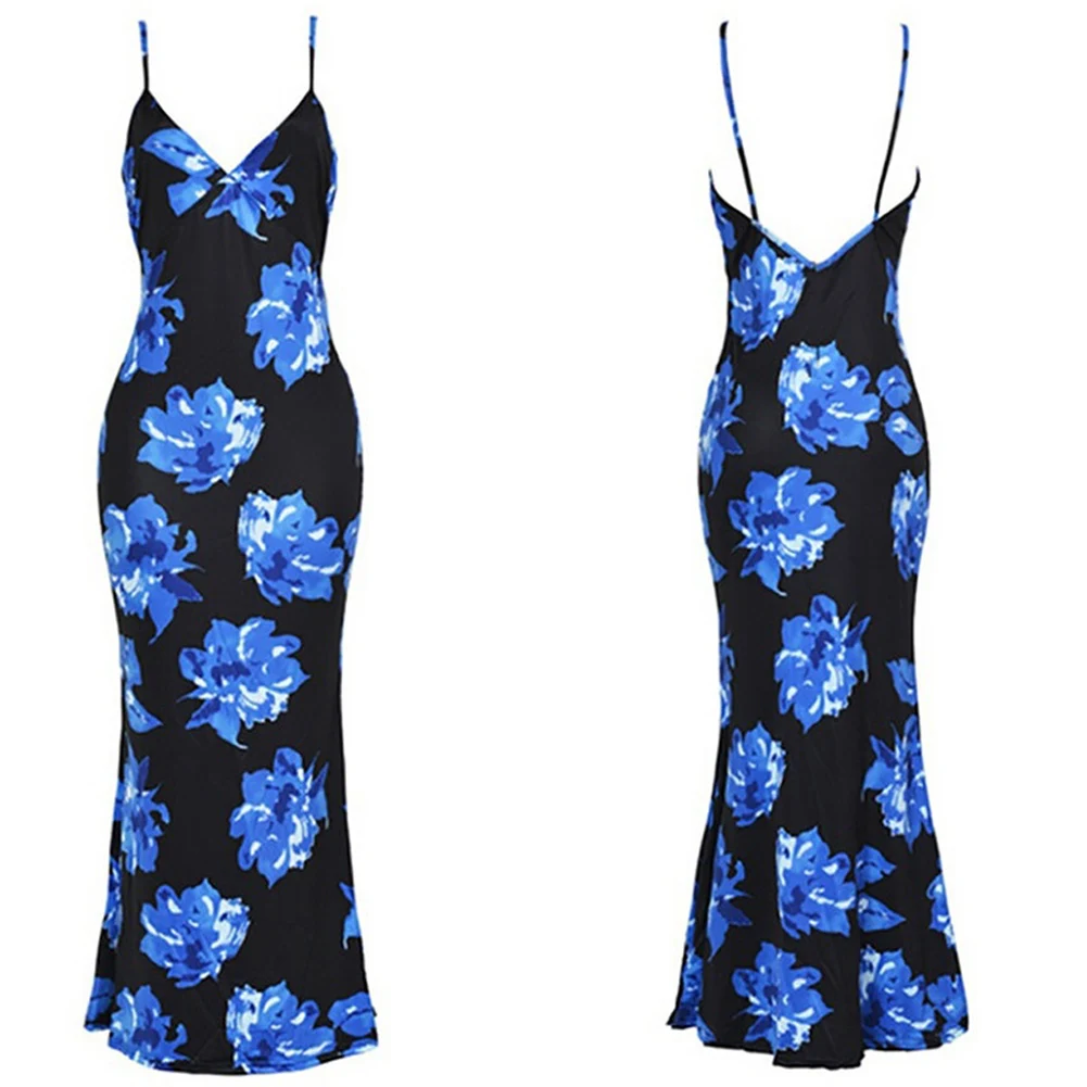 Женское сексуальное платье летняя мода на тонких бретельках цветочный принт
