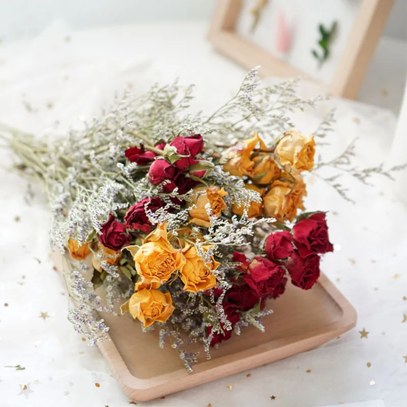 

Rose Lover Grass Gypsophila Natural Dried Flowers Bouquet Wedding Gifts for Guests Home Decoration Photography Props Wall Decor