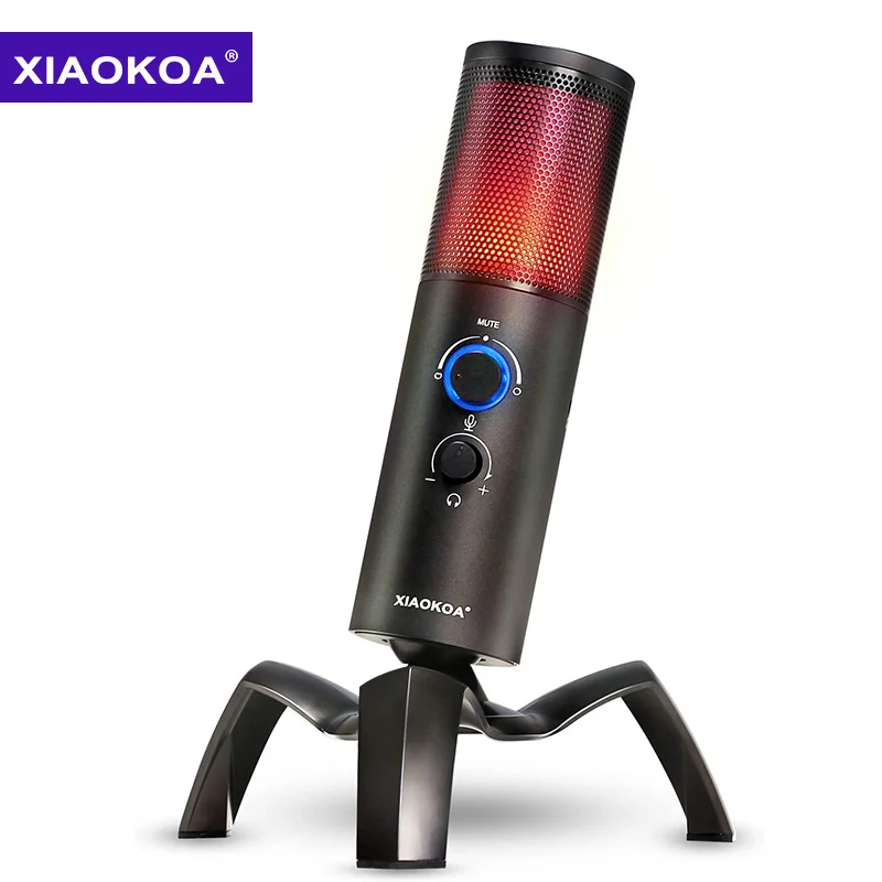 Игровой конденсаторный микрофон RGB USB для компьютера PS4 MAC цветные динамические