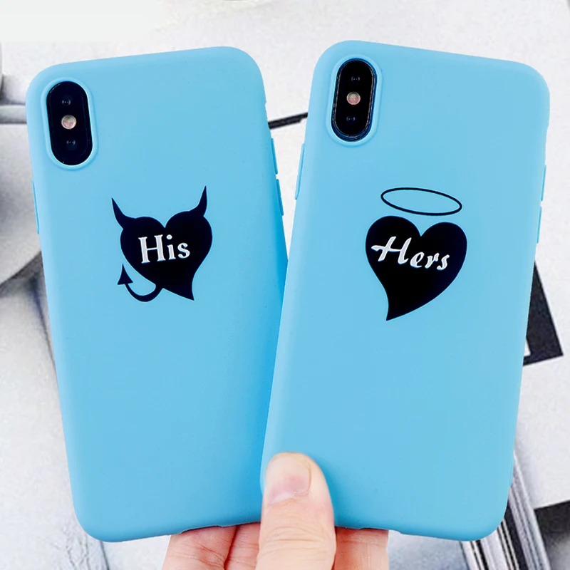 Couple Phone Cases for iPhone 6s 7 8 11 Pro Plus X XS MAX XR Fitted Case angel and devil Soft Silicone Back Covers Accessories |
