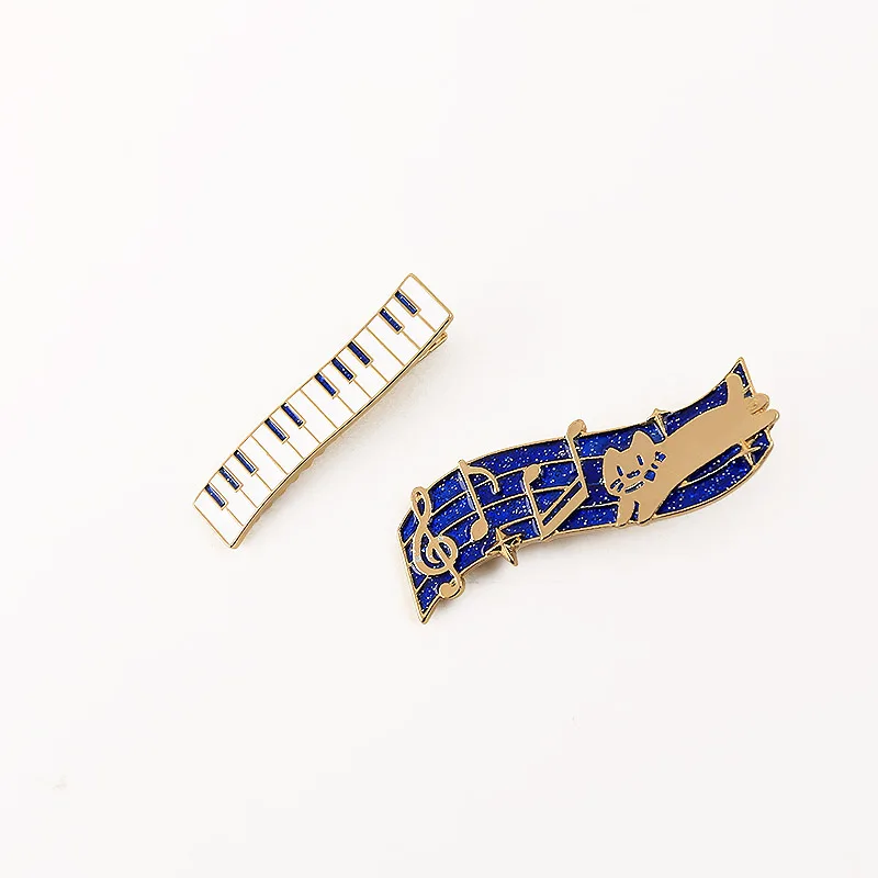 Женская эмалированная заколка для волос с эмалью и синими нотами подарок девушки