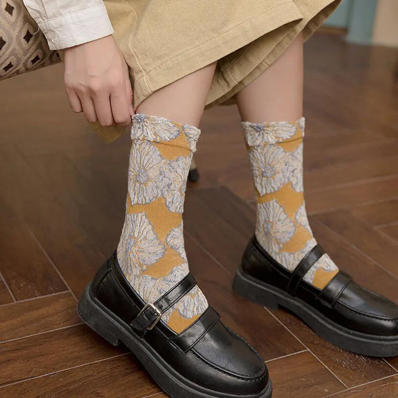 Новые модные женские хлопковые макраме носки в стиле ретро Стрейчевые платья с