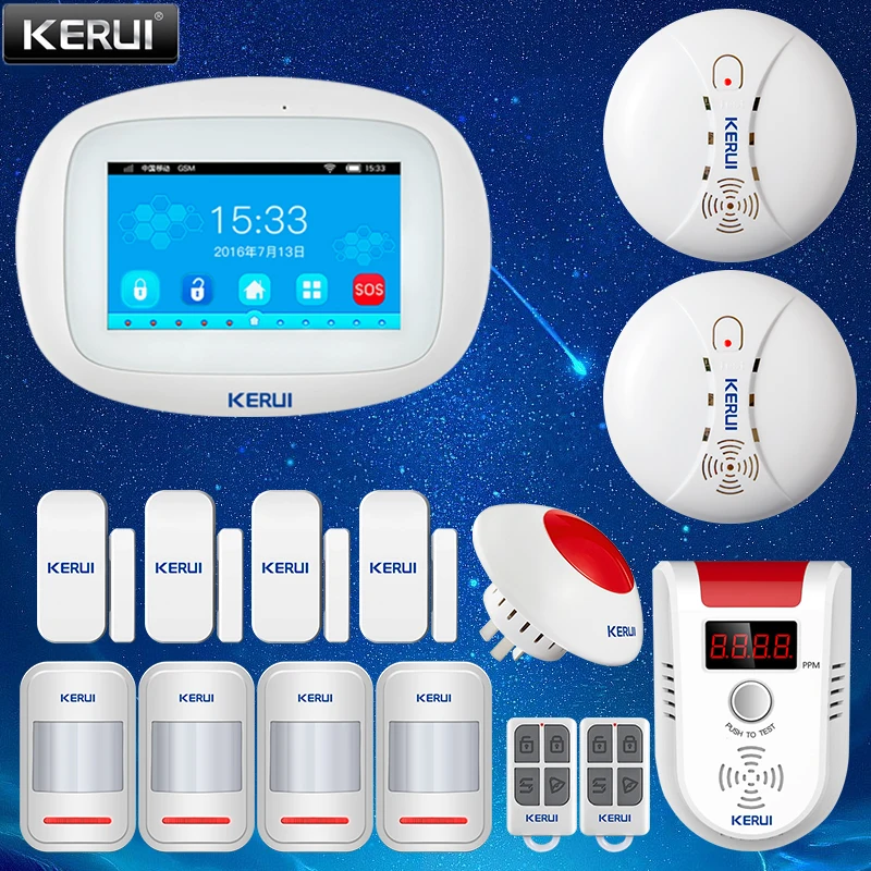 

KERUI K52 Home Security Smart Alarm System English Menu Language 2.4G WIFI Frequency GSM APP Control 4.3 Inch TFT Color Display