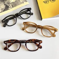 brand designer johnny depp lemtosh glasses frame men retro round imported acetate clear lens eyeglasses prescription eyewear