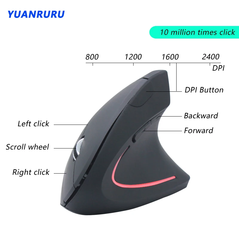 Wireless Bluetooth Mouse Ergonomic Optical 2.4G 800/1200/1600DPI Rechargeble Light Vertical Mice Gaming Mouse Gamer