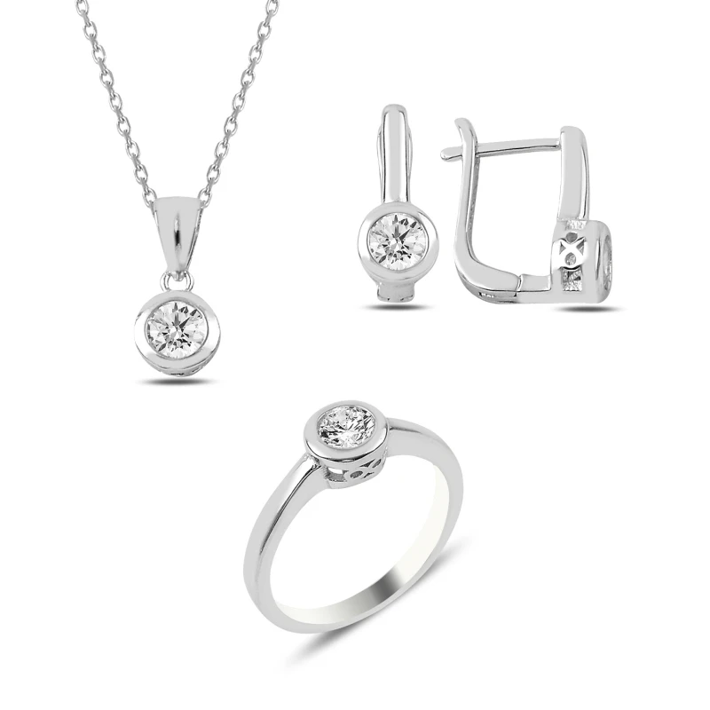 

Silverlina Silver Zircon Stone Engagement Set
