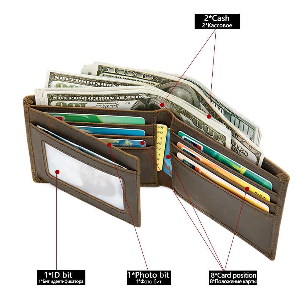 Бумажник WESTAL мужской из кожи Крейзи Хорс держатель для кредитных карт слайм