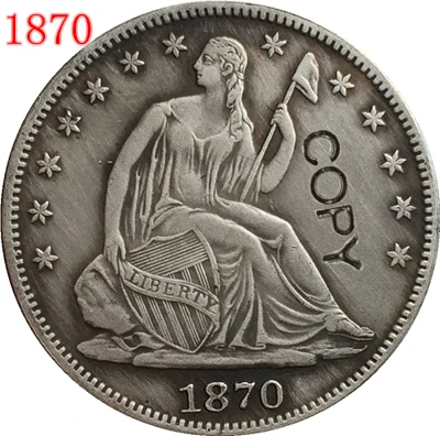США 1870 P CC S SEATED LIBERTY половина копия доллара монеты|Безвалютные монеты| |