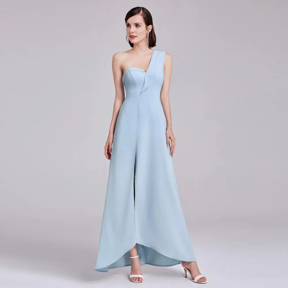Пикантные вечерние платья небесно голубого цвета асимметрическое разделение по