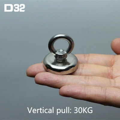 D32 (pull max 30KG) 1 шт./лот высокопрочный магнит супер-сильный Nd-Fe-B магнетит высокопрочный круглый rubidium-Ru-Неодимовый блок спасательный магнит король - Цвет: D32 (pull max 30KG)