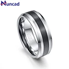 Мужское кольцо из карбида вольфрама NUNCAD 8 мм с матовой отделкой и черным центром скошенным краем размер от 5 до 14 обручальное кольцо для мужчин