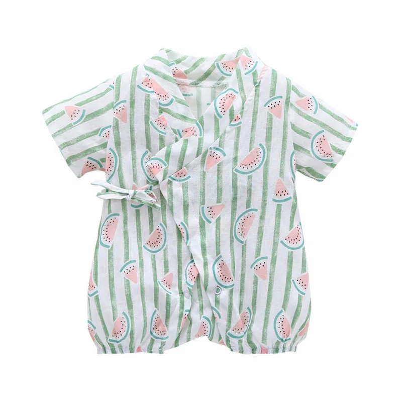PatPat/удобный комбинезон в полоску с принтом арбуза и короткими рукавами для