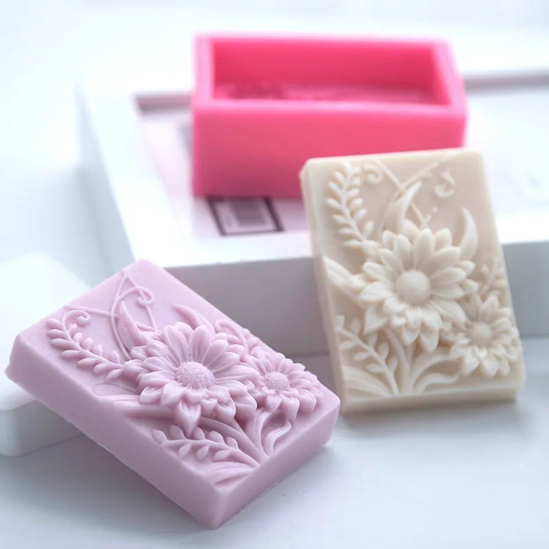 Прямоугольная силиконовая форма Маргаритка для мыла ручной работы сделай сам