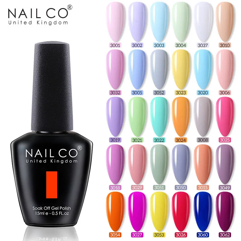 

NAILCO Nude 40 Light Colors For Every season 15ml Nail Art Gel Varnish Soak Off UV Gel Nail Polish Semi Permanent Nail Art