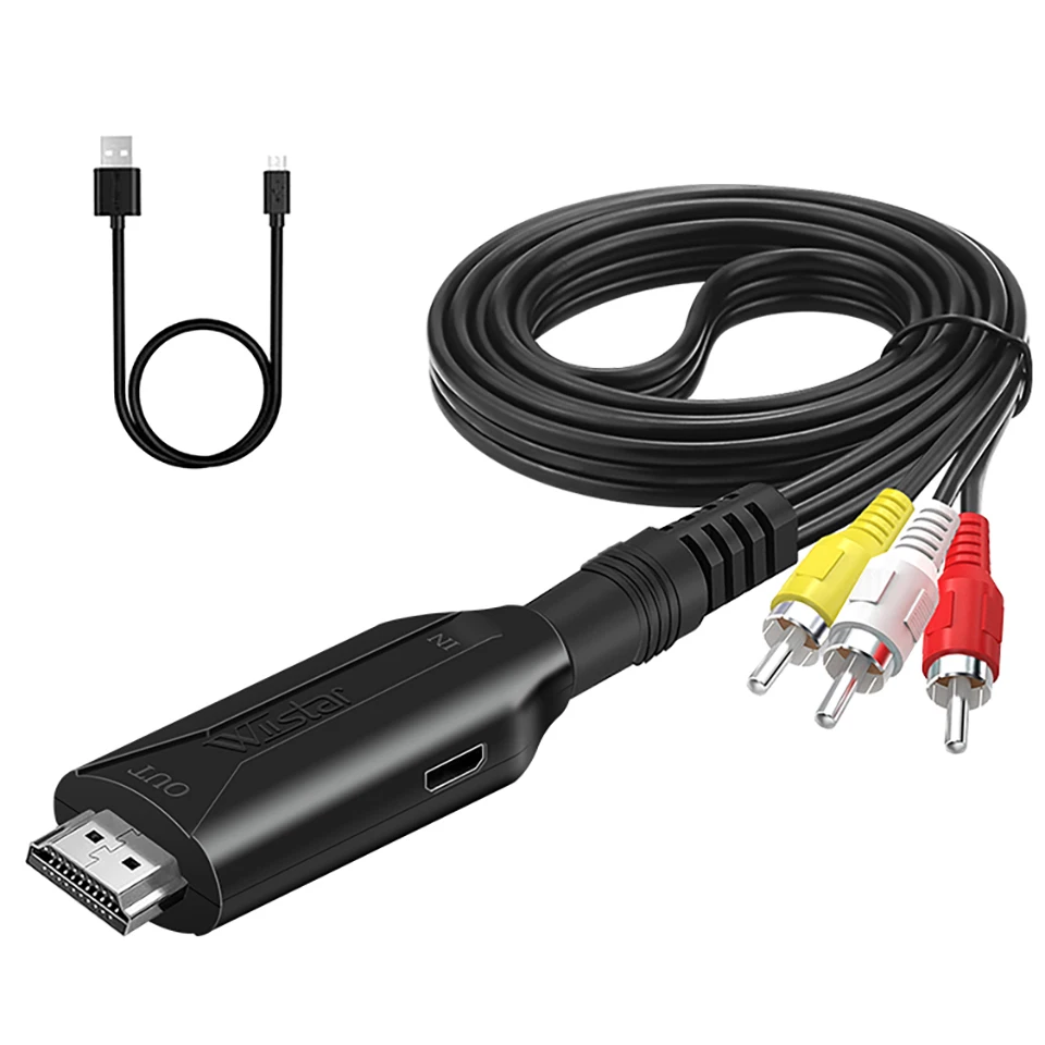 Преобразователь видео RCA AV/CVSB L/R для HDMI AV адаптер со встроенным чипом