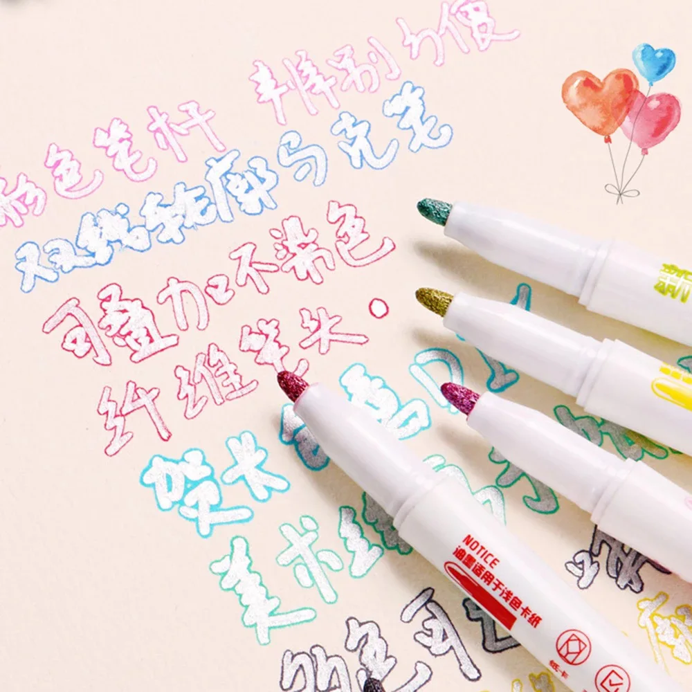 

8/12 цветов металлическая двойная линия маркерная ручка контурная хайлайтер ручка для рисования DIY альбом скрапбукинга товары для рукоделия