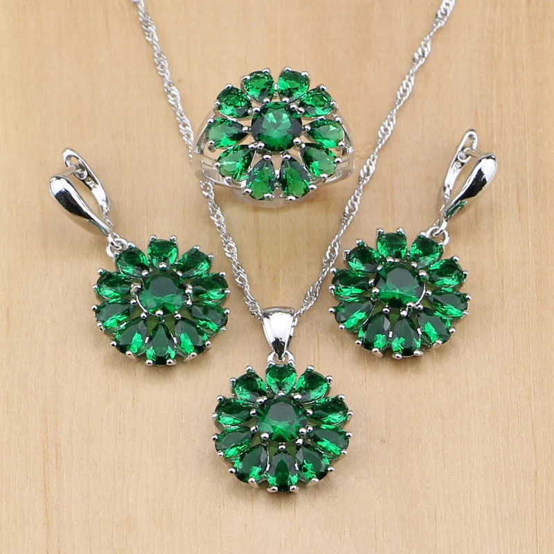 Свадебные серьги/Подвеска/ожерелье/кольца из серебра 925 пробы с натуральным