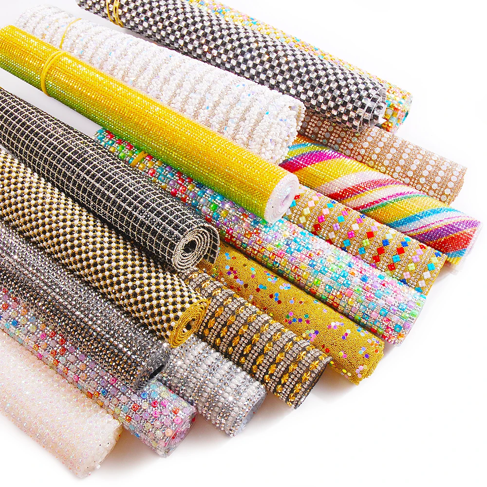 

Wedding Decoration 24x40cm Hotfix Acrylic Rhinestone Mesh Trim Ribbon Crystal Stickers For DIY Home Decoration Accessories