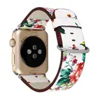 Кожаный ремешок с цветочным узором для Apple Watch Band SE7 6 5 4 3 2 1 38 мм 42 мм, Модный стильный браслет для iwatch 4044 мм 41 мм, 45 мм