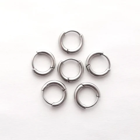 6 шт./лот, простые металлические круглые маленькие серьги-кольца из нержавеющей стали для женщин и девушек, ювелирные изделия для пирсинга, геометрические круглые серьги-кольца