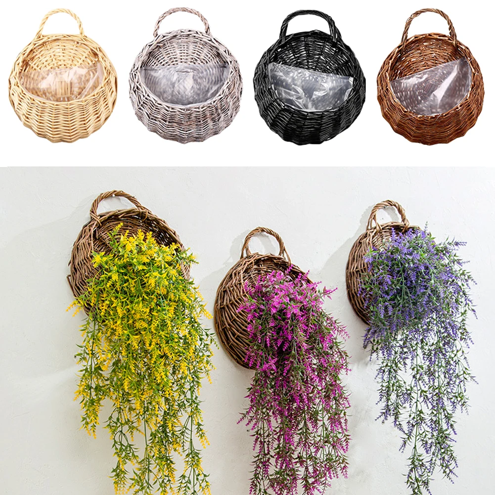 Ручная работа плетеная ротанговая Цветочная корзина зеленая Виноградная лоза