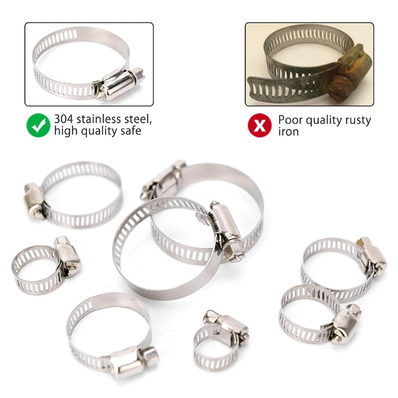 

80PCS boxed multi-size 304 stainless steel pipe clamp clamp holding American hose clamp combination