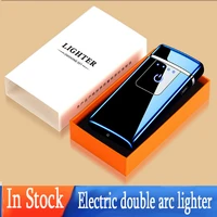 in stock vape electric lighter usb rechargeable double arc windproof flameless plasma pulse lighter with led power display usb l