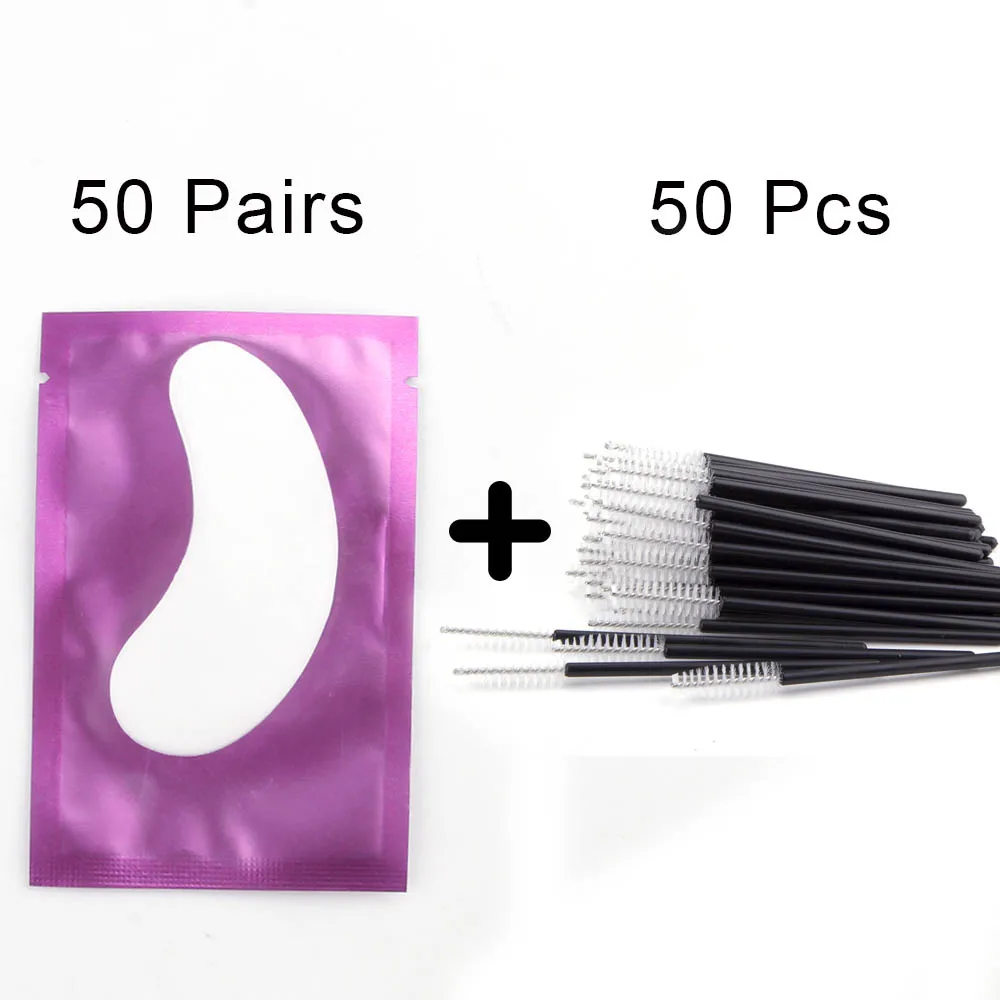 purple set6 100 шт накладки для наращивания ресниц бумажные накладки наклейки "ресницы" обертывание с 50 шт одноразовая щетка для ресниц наращивание ресниц инструменты - Цвет: purple set6
