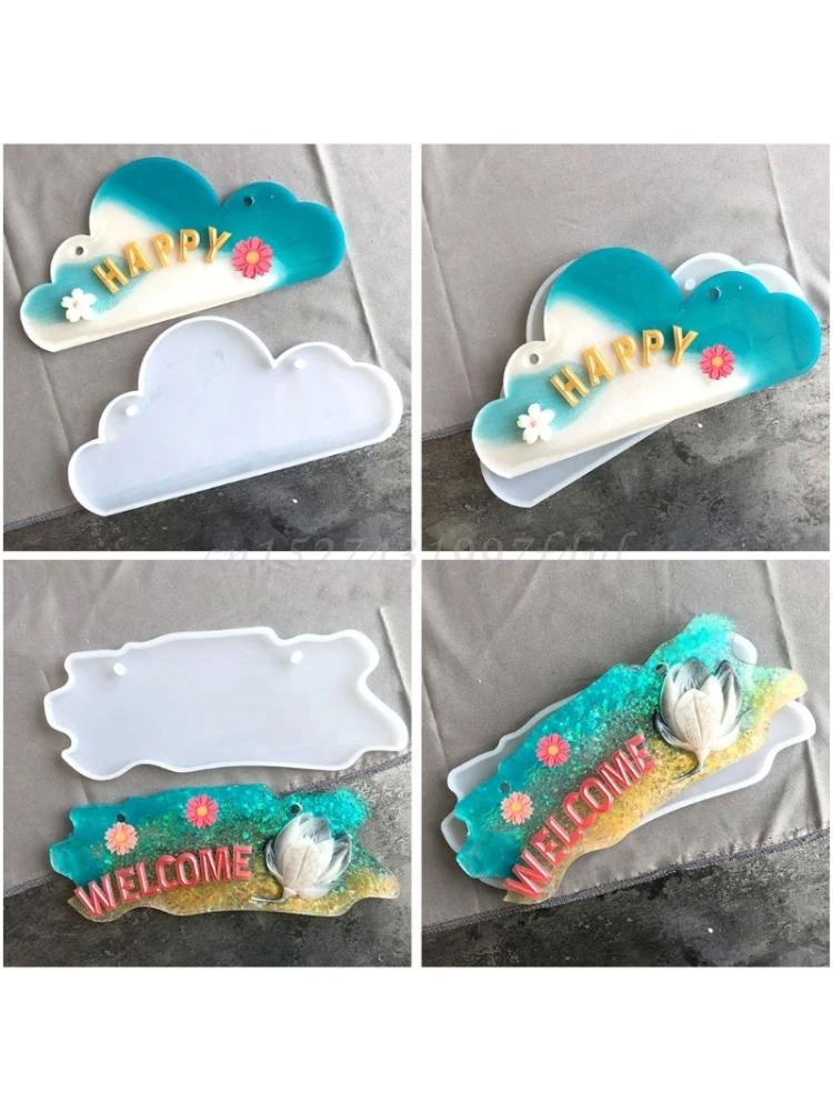 

Crystal Epoxy Resin Mold Doorplate Door Signs DIY Plate Casting Silicone Mould