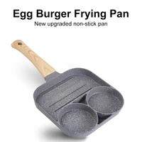 2hole compound bottom omelette pan 3 in 1 steak egg burger breakfast pan non stick home universal for gas stove induction cooker