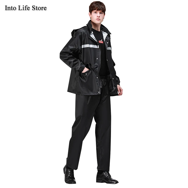 

Waterproof Men's Raincoat Rain Pants Suit Rain Coat Jacket Helmet Outdoor Motorcycle Rain Poncho Women Camping Rainwear Gift