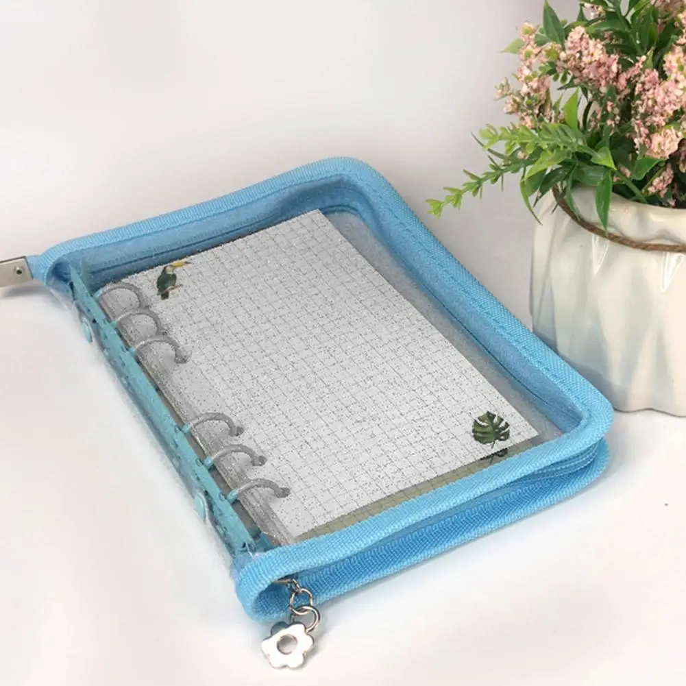 A5 A6 6 Hole Binder Glitter Zipper PVC Loose-Leaf Notebook Diary Clips Cover Korean Journal Stationery Office School Suppli C3D8 |