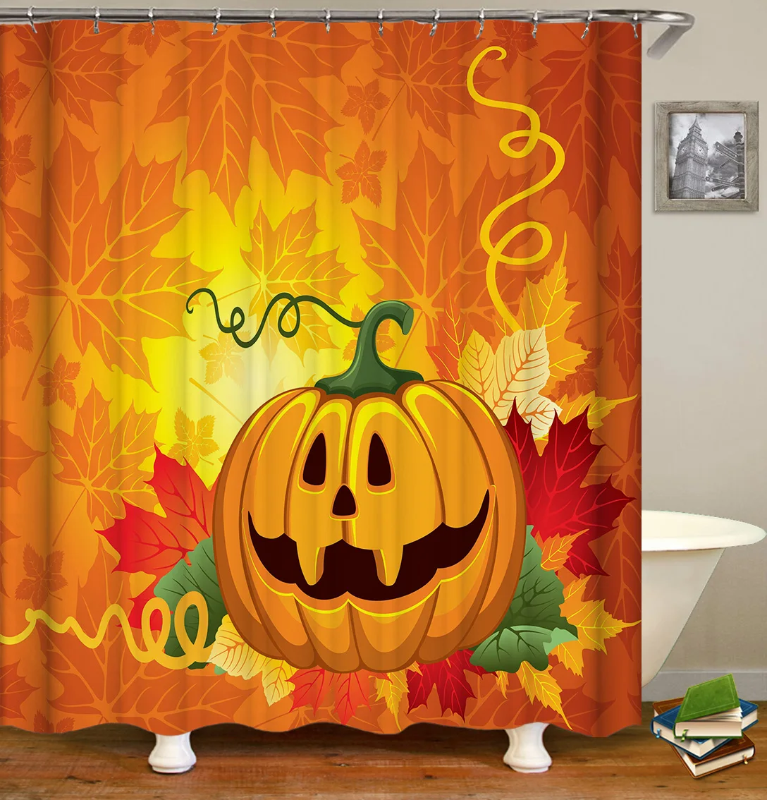 Занавеска для душа на Хэллоуин занавеска с геометрическим рисунком Тканевая 3d в