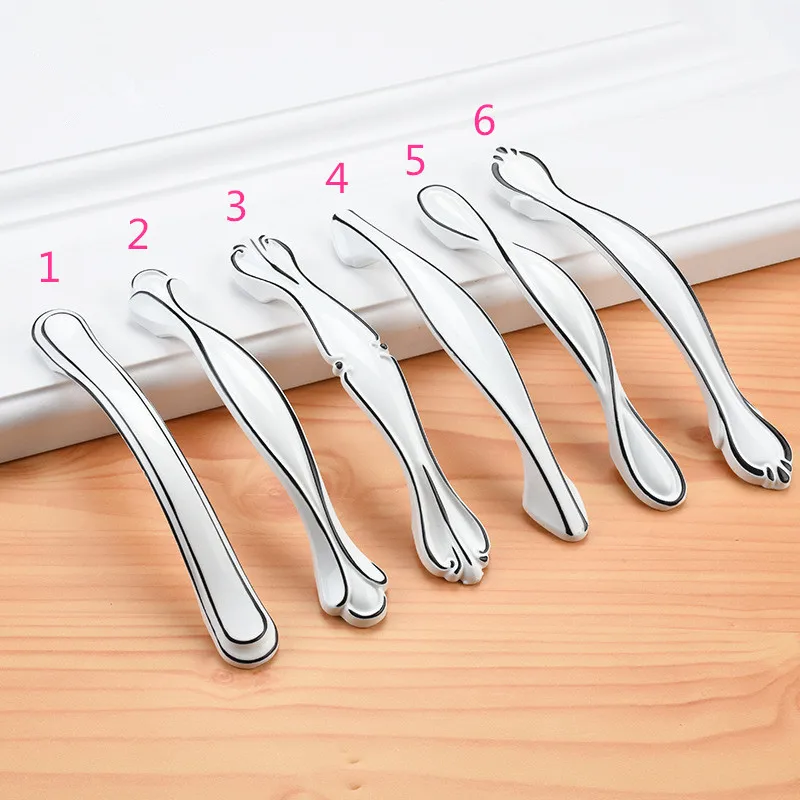 KK & FING Европейский стиль черные и белые ручки шкафа Твердый алюминиевый сплав