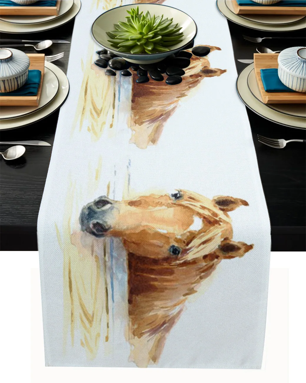 

Животное Лошадь акварель художественная настольная дорожка домашний кухонный обеденный стол Декоративная скатерть и подставки свадебный ...