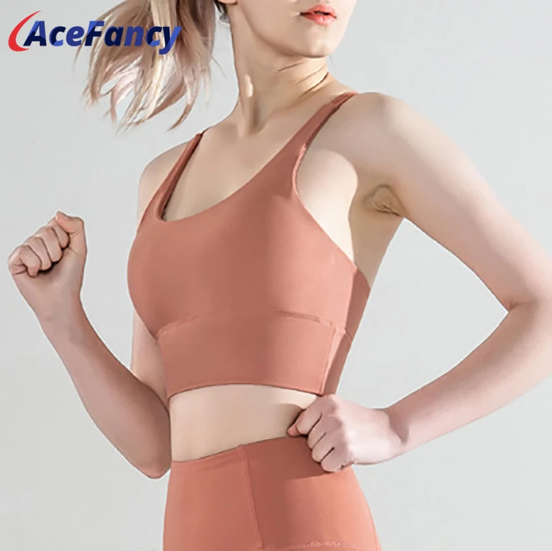 

Acefancy Cross Straps Yoga Sport Bra Top Women Shockproof Push Up Running Gym Fitness Brassiere T2162 Women Sports Tops Wear