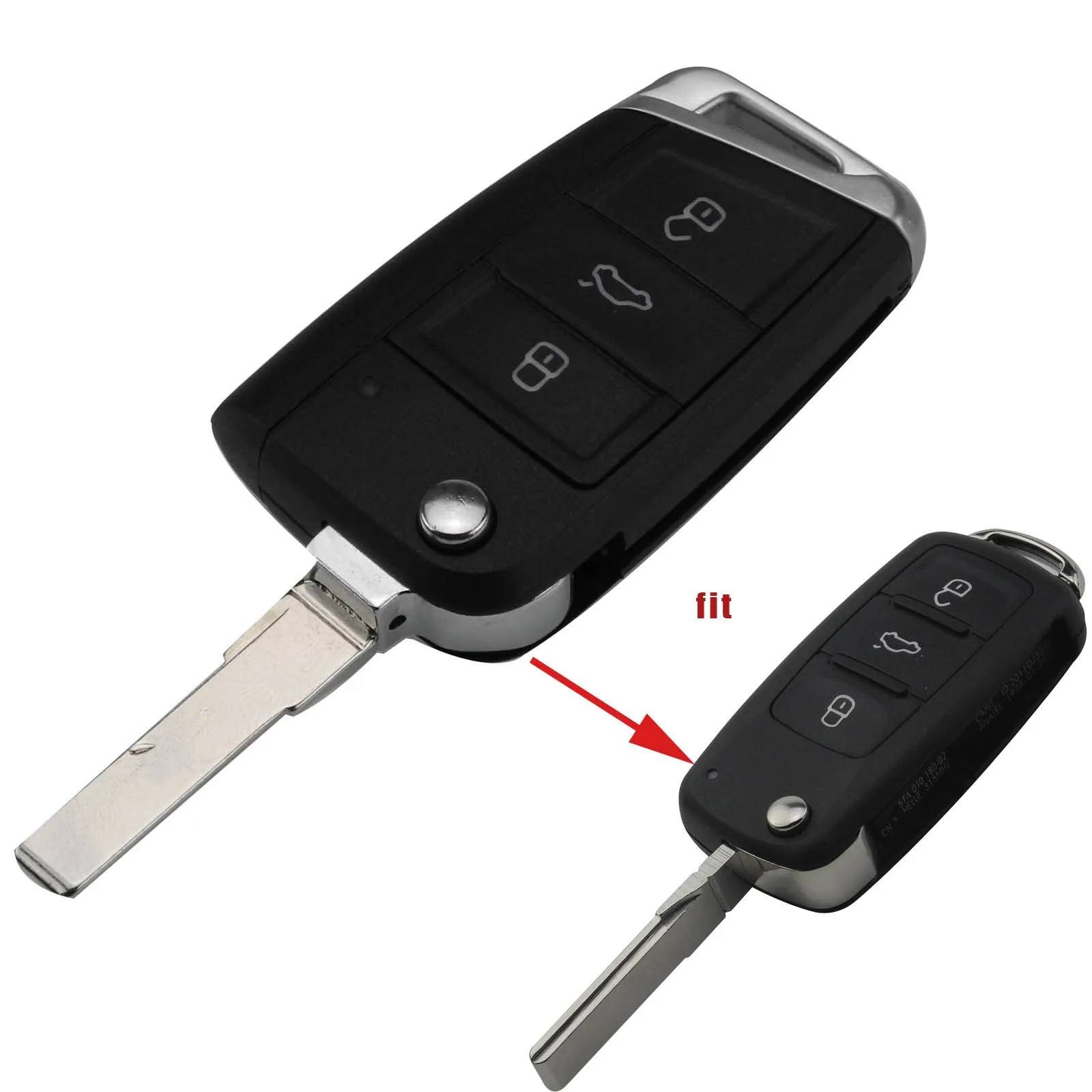 Jingyuqin модифицированный складной чехол для ключей для Volkswagen VW Golf 7 Jettaa Passat Beetle Polo Bora 3 кнопки неразрезанное лезвие
