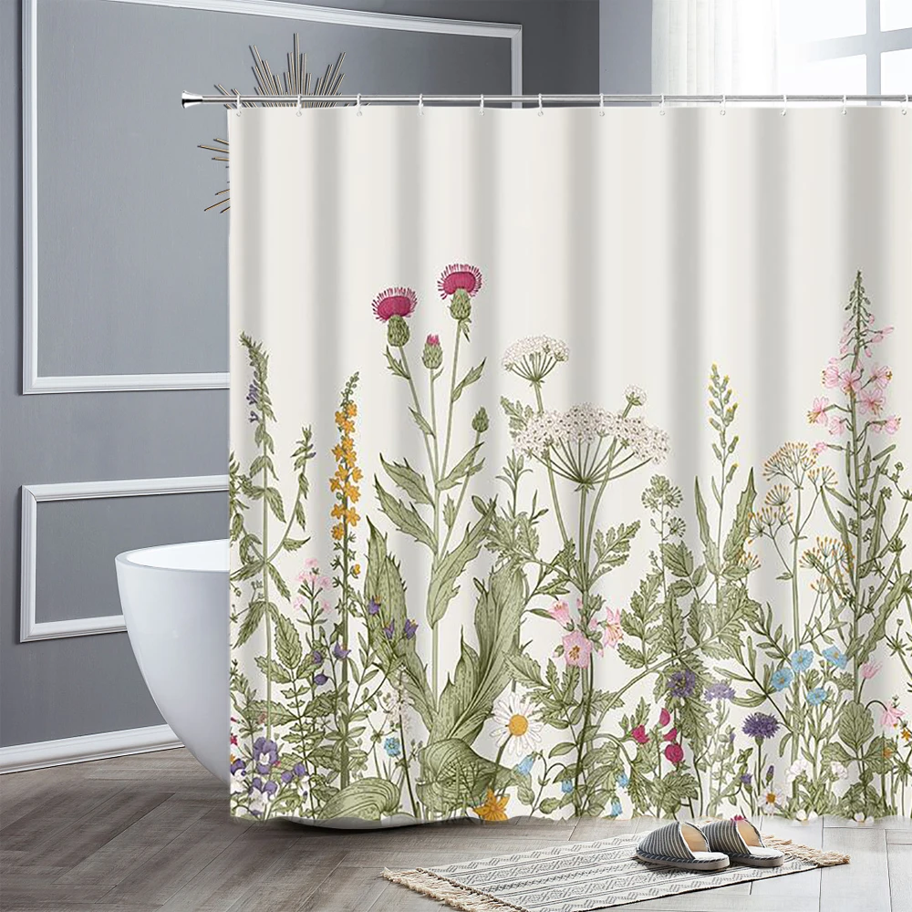 waterproof shower curtains colorful flowers butterfly spring natural scenery bathroom decor home fabric hooks bath curtain sets free global shipping