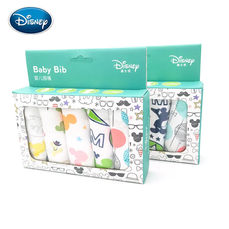 Disney 5pcs/box baby cartoon saliva towel cotton print Mickey bib double triangle eat | Детская одежда и обувь