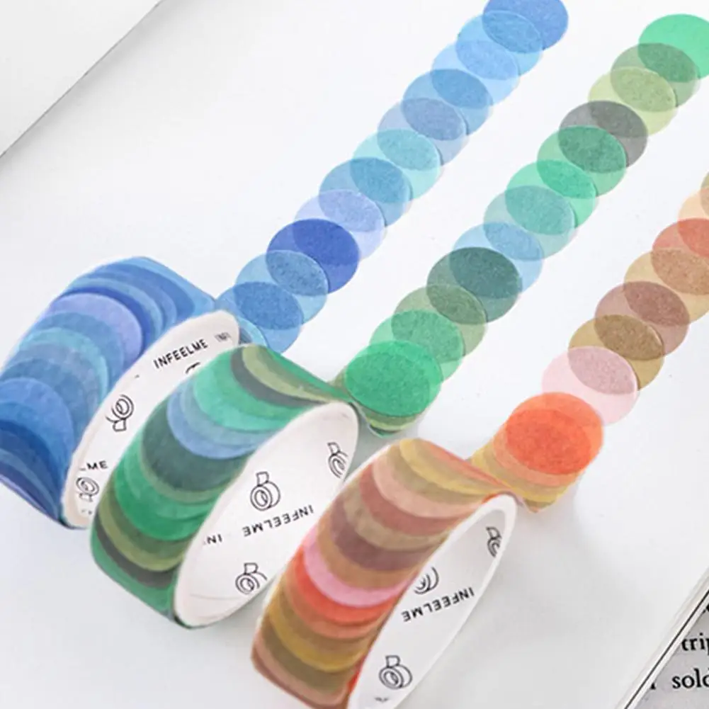 

14*14mm Hard Candy Dot Color Journaling Writing Memory Ins Masking to Gift Tapes Deco Tear Easy Label S5T0
