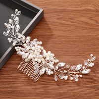 bridal hair accessories silver color crystal pearl hair comb wedding headpiece jewelry handmade bridal hair comb head ornaments
