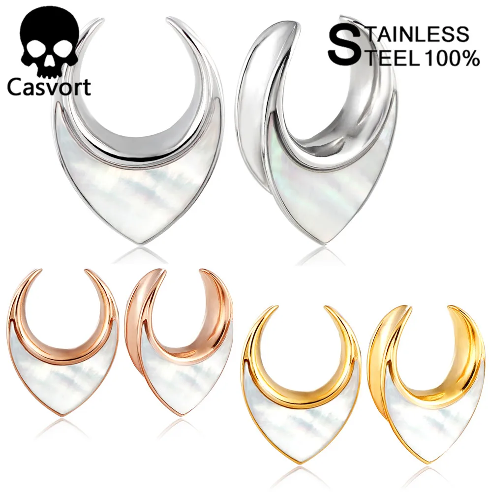Casvort-Tapones expansores de 2 piezas para oreja, expansor de calibre, Piercing corporal, joyería