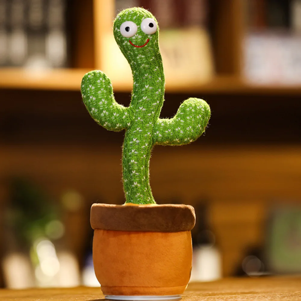 

Dancing Cactus Music Box Electronic Singing Plush Toy Cartoon Potted Holiday Decoration Gift Ornament For Home