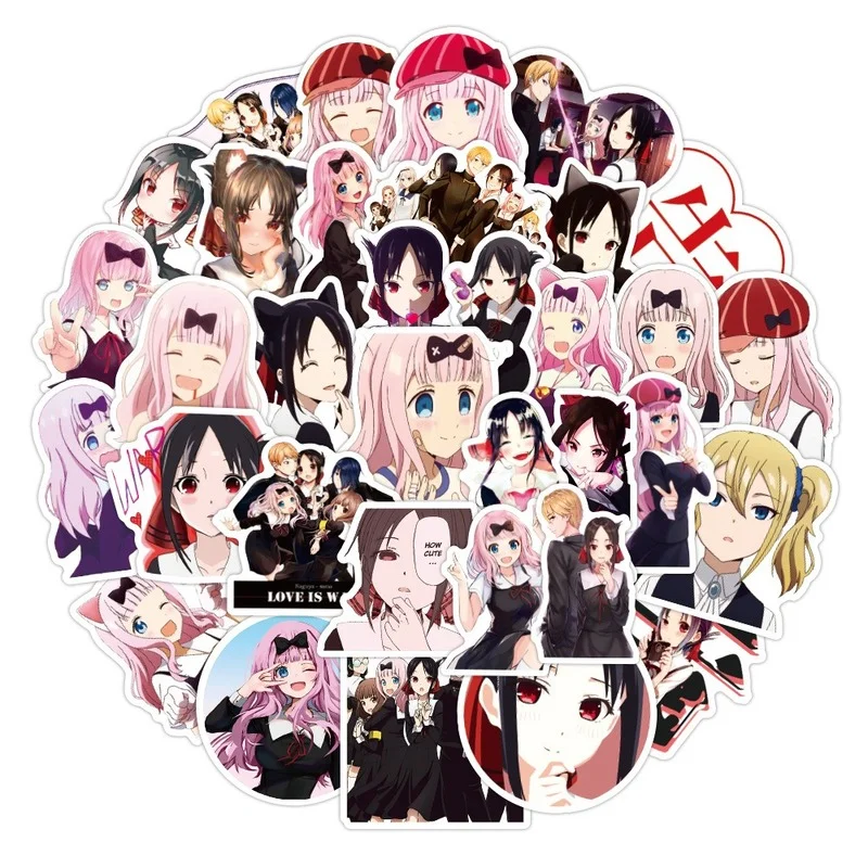 Pegatinas de Anime Love Is War Chika Fujiwara para chica, calcoman&iacute;as para manualidades, papeler&iacute;a, port&aacute;til, tel&eacute;fono, maleta para guitarra, Linda pegatina Kaguya Sama, 10/50 Uds.-3