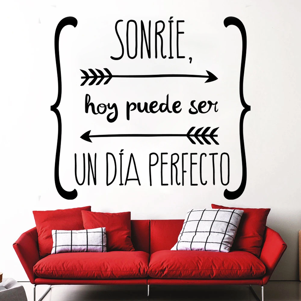 

Spanish Smile Quote Stickers Wallpaper Home Kids room Decor Poster Living Room House Decoration Vinyl Wall Art Decals RU427